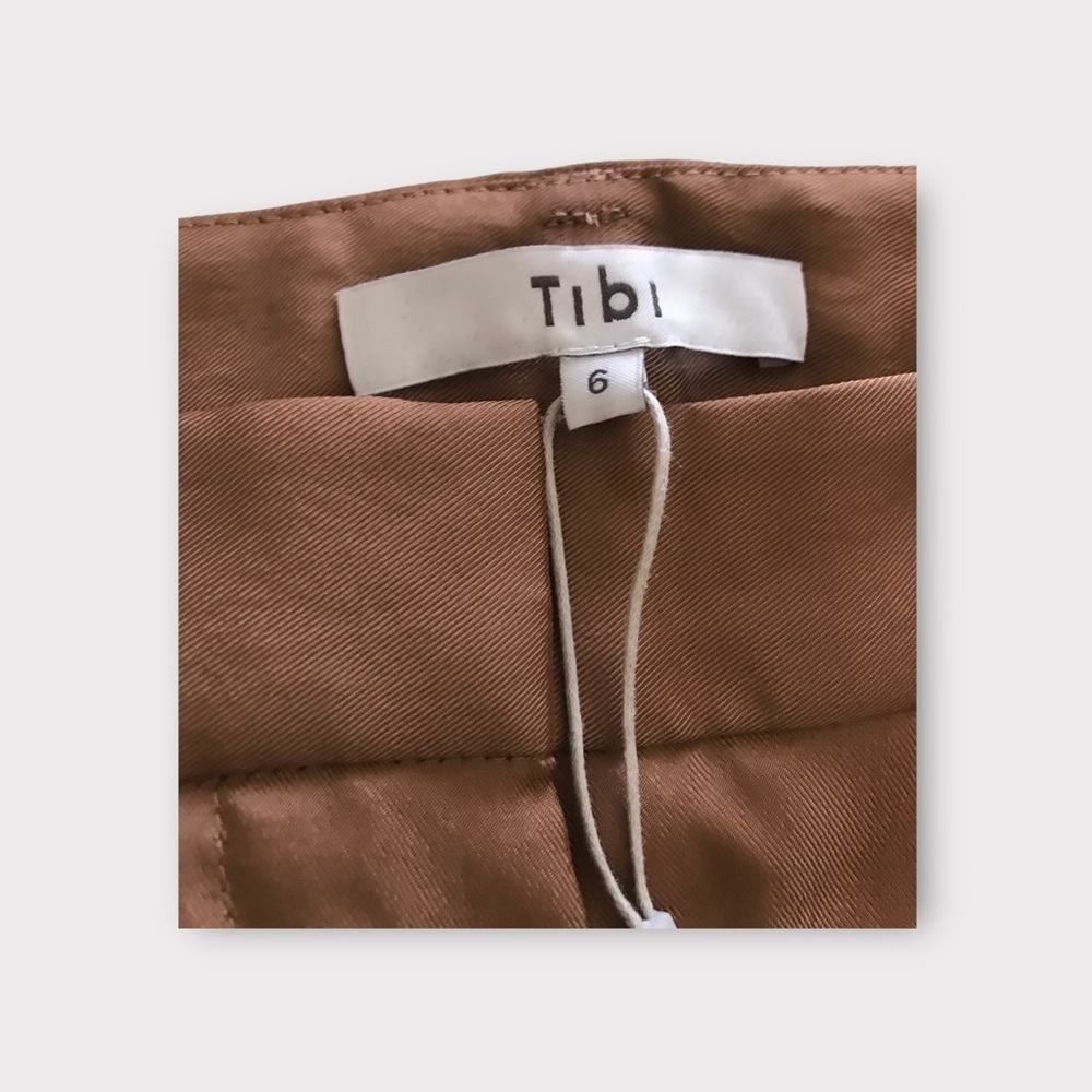 TIBI Mendini Twill Shirred Ruched Pants, Size 6, Sabro, Shiny, Drawstrin… - Picture 10 of 13